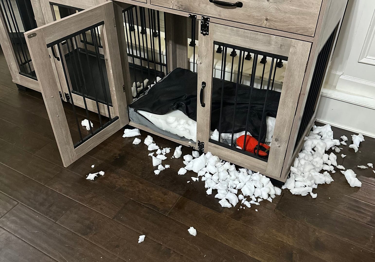 when leaving a mattress in your dog's crate goes bad