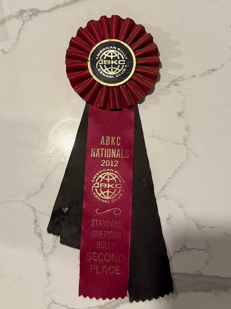 Red and black ribbon award from AIKC Nationals 2012.